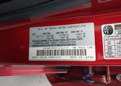 2015 Mazda Mazda3 S Grand Touring z USA, uszkodzony, nr VIN JM1BM1M30F1224119